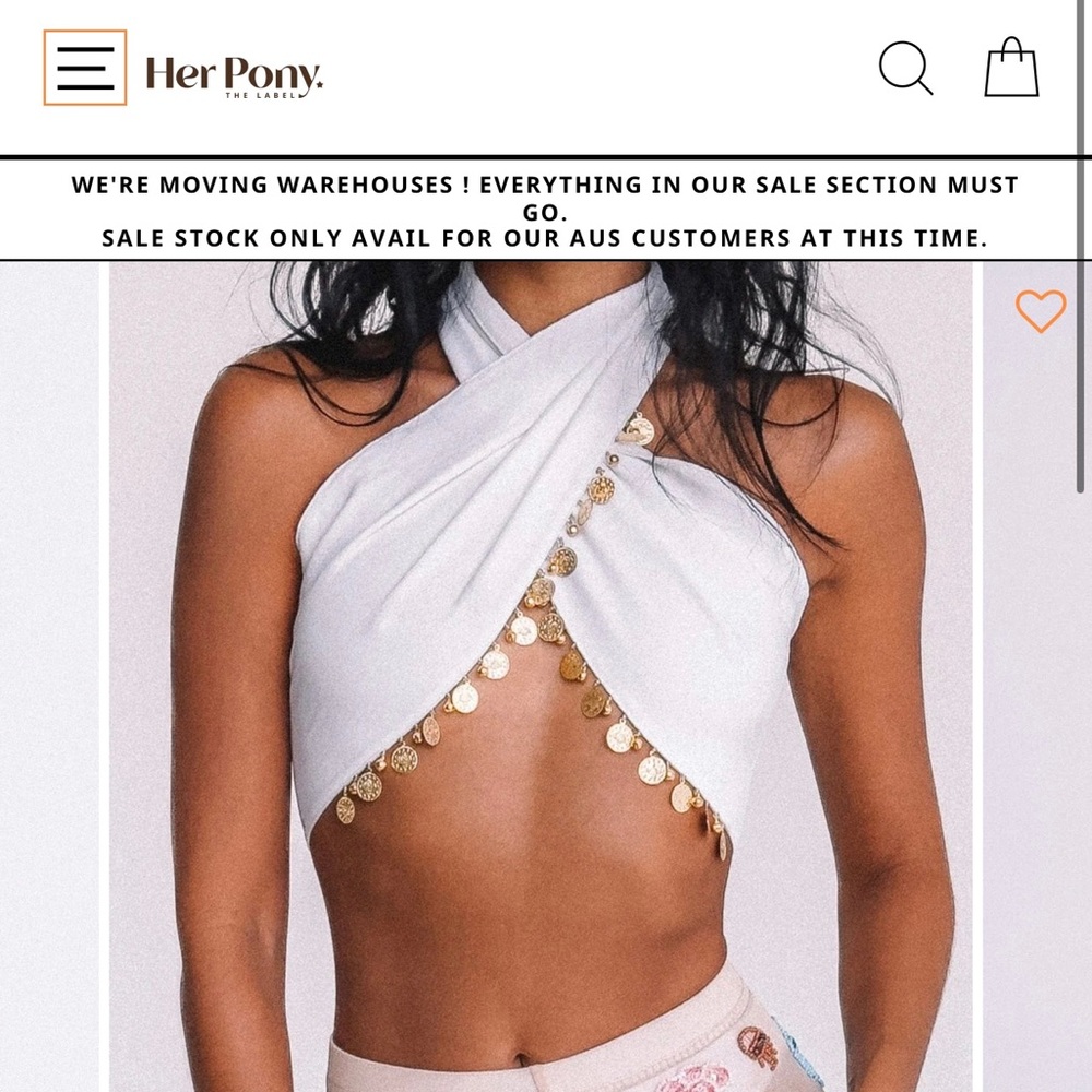 Her Pony The Label LOTUS JINGLE BANDEAU - WHITE/GOLD